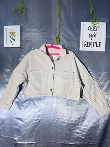 Beige Cropped denim  Jacket