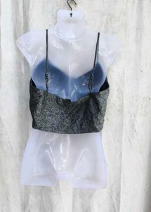 I. Sparkly Cropped Camisole Top