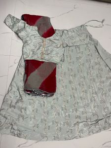 Grey Lahenga With Jodhpuri Faag (odhani)