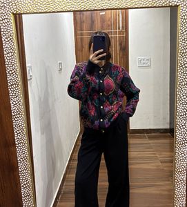 Vintage Richards Floral-patterned knit cardigan