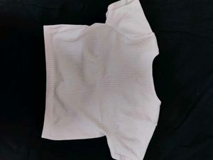 Ruched Cropped White Tee