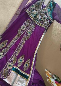 5 pieces readymade set stone work Purple Lehenga l