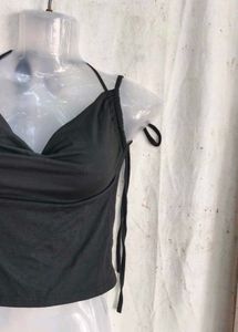 Sleek Black Halter Neck Crop Top