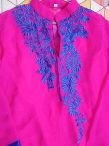 Vibrant Pink Embroidered Kurta