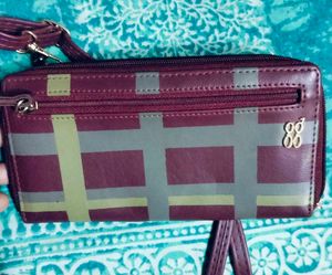 Burgundy Plaid Wallet Crossbody