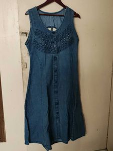 Denim Full Length One Piece Dress