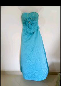 Stunning Strapless Blue Evening Gown