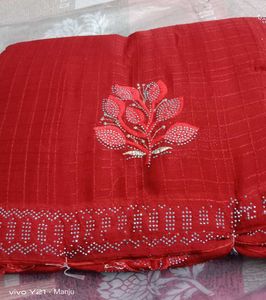 Elegant Red Embroidered Saree