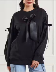 Shein Black Sweatshirt with Ribbon Bows