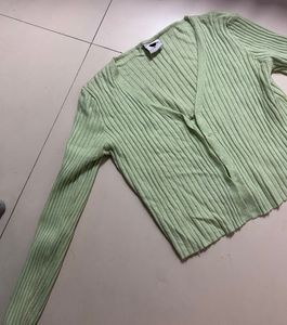 Light Green Ribbed Cardigan