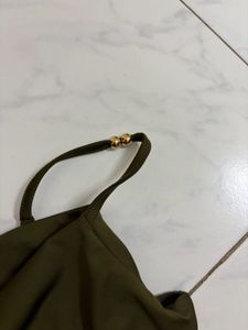 Lulu and Sky Olive Green Cutout  Top