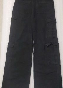 Shein Imported Black Cargo Jeans For Women