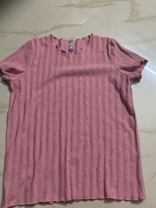 Ribbed Pink T-Shirt