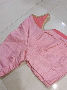 Elegant Pink Saree with Gold Embroidery