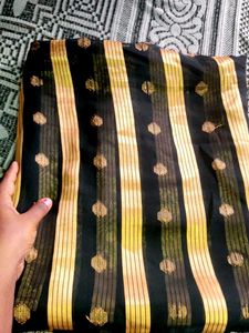 Black & Gold Striped Saree