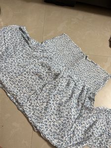 Blue Floral Smocked Crop Top