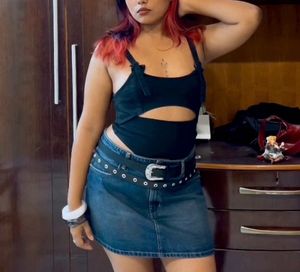 Black Denim Corset Top