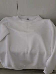 Textured White Tshirt full sleeve unused