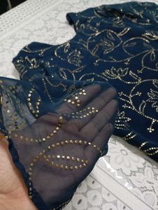 Blue Foil Work Kurti with Palazzo Pants