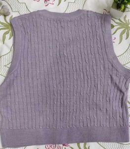 Lavender Cable Knit Sweater Vest