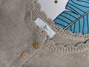 Beige Knit Sleeveless Top with Buttons