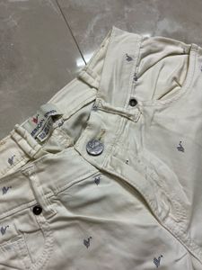 American Swan Cream Pants with SwanPrint