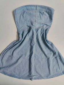 Vintage Y2K Light Blue Denim Strapless Dress
