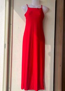 Elegant Red Spaghetti Strap Dress(medium)