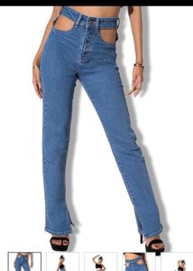 Blue Cut-Out Jeans
