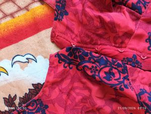 Red Printed saree with blouse