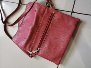 Chic Red Faux Leather Crossbody Bag