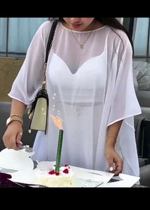Sheer White Cape Top