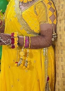 Yellow &amp; Pink Embroidered Lehenga