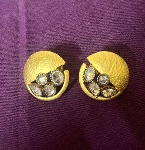 Exquisite Gold Tone Studded Earrings