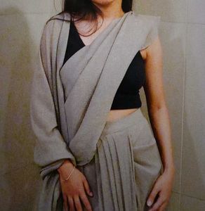 Beige Georgette PRE DRAPED Saree
