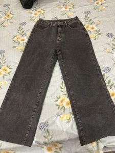 Stylish Wide Leg Charcoal Jeans