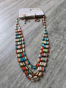Boho Layered Beaded Necklace &amp; Earrings Set
