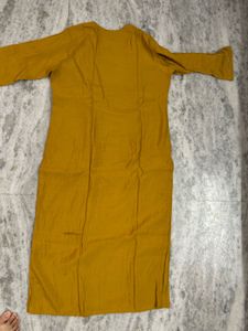 Elegant Mustard Kurta with Embellished Neckline