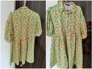 Chic Floral Print Shirt Dress