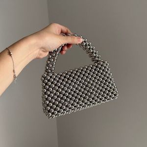 Silver Metallic Beaded Bag