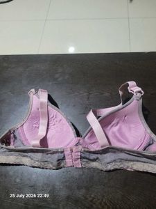 Stylish Pink and Grey Lace Bra