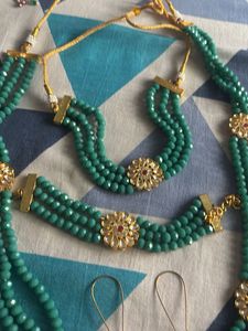 Emerald Beaded Jewellery Set of 2 choker