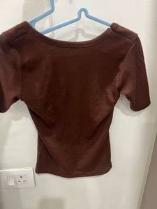 Ribbed Square Neck Fitted Top