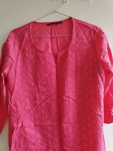 Vibrant Pink Textured Kurta