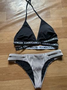 Stylish Black & White Striped Bikini Set