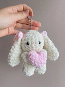 Cute Bunny Keychain with Heart