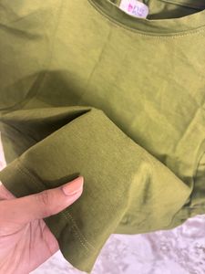 Olive Green Cropped T-Shirt