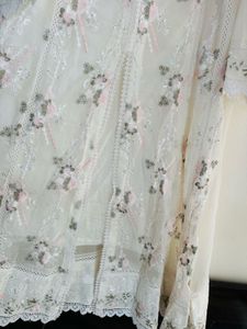 Off white pakistani front openA-line Suit pant set