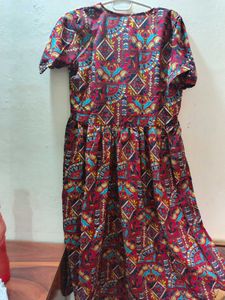 Boho Print Midi Dress with Belt
