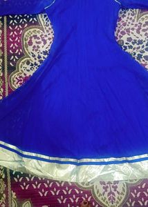 Blue Colour Dress White Sequence Work